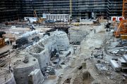 Excavations in process at the Louvre during the visit.