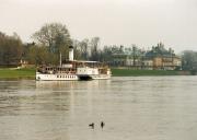 Steamers moving downriver.