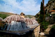 The rooftop in the village, typical for a public bath and a mosque.