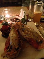 Three giant jumbo prawns grilled to perfection Three giant jumbo prawns grilled to perfection