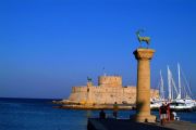 Rhodos - entry to the harbour, where allegedly the Colossus of Rhodos stood Rhodos - entry to the harbour, where allegedly the Colossus of Rhodos stood