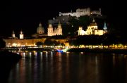 Salzburg's skyline at night.