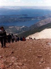 Going up from the Cerro Lopez Mallin and refugio to the peak called Going up from the Cerro Lopez Mallin and refugio to the peak called