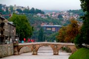 View of Sarajevo from one of the bridges near the old part of the city.
