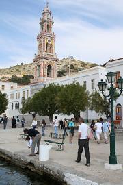 Panormitis Monastry flanked by visitors' rooms