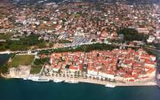 Trogir island from the air - as a regular airliner approaches the airport of Split/Trogir.