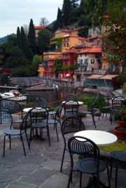 Restaurants and bars at the port in old Varenna Restaurants and bars at the port in old Varenna