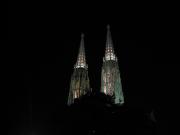 A view of the church towers across Hotel Regina