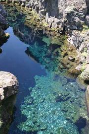 An amazing clear bluish-green lake at Pingvellir