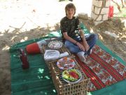 Another of Zedan's feasts - Lunch on a farm. Each plate was carefully and artistically arranged.