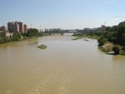 Pension Gil is on the right of the bridge over River Ebro Pension Gil is on the right of the bridge over River Ebro