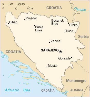 Map of Bosnia - Herzegovina