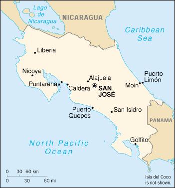 Map of Costa Rica