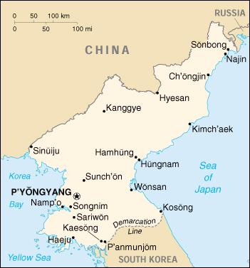 Map of Korea, North