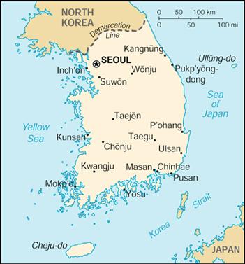 Map of Korea, South