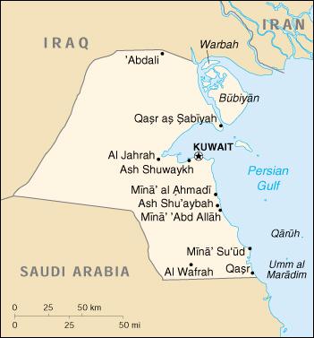 Map of Kuwait