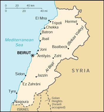 Map of Lebanon
