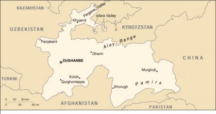 Map of Tajikistan