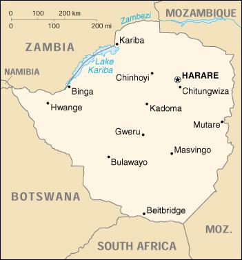 Map of Zimbabwe